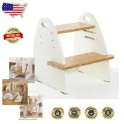 Portable 2-Step Kids Stool, Adjustable Height, Ideal for Bathroom & Kitchen Use