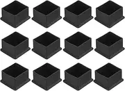 uxcell 12Pcs PVC Square Chair Leg Caps, 40mm x 40mm OD Black Furniture Feet Pads Table Foot Cover Caps Floor Protectors for Patio Table Cabinet Bed Furniture
