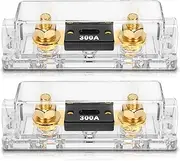 TopstrongGear Solid Brass 0/2/4 Gauge 300Amp ANL Fuse Holder with 300Amp Fuses(2 Pack) (300 Amp)