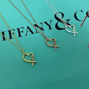 【Lydia代購】TIFFANY & CO. 蒂芙尼 925銀項鏈女士時尚ins簡約心形交叉字母結合銀吊墜