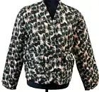 Rachel Comey Quilted Jacket Olive Green Animal Print Cropped ,Sz M,MSRP $55