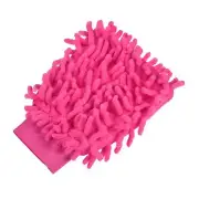 Microfiber Chenille Mitts Scratch-Free Cleaning Glove for Home, Rose Red
