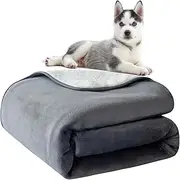 60" X 50" Bedsure Waterproof Flannel Dog Blankets for Large Dogs - Large Cat Blanket Washable for Couch Protection, Soft Plush Reversible Throw Furniture Protector(Grey)