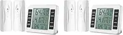 Binxind 2X Wireless Refrigerator Thermometer Digital Freezer Thermometer Temperature Monitor with 4 Sensors for Indoor Outdoor