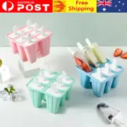Silicone Ice Cream Mould Block 6 Cavity Molds Icy Pole Ice Lolly Cool Summer AU