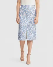 Vivian Geo Linen Blend Skirt