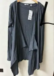Uniqlo Gray Drape Cardigan L Long Sleeve Used Lightweight Fabric