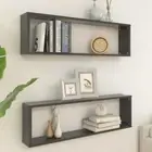 Grey Wall Cube Shelves Set of 2 100x15x30 cm Engineered Wood Storage Solution