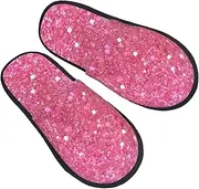 [STVYUKL] Women'S Fuzzy Slippers Soft Cozy Non-Slip House Slippers Cute Warm Sparkling Pink Glitter Home Shoes For Indoor Outdoor Bedroom, Black, X-Large Wide