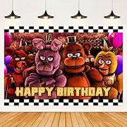 Five Nights at Freddy's Backdrop,Freddy Themes Party Background Photo Booth Banner Large Fabric Artistic Birthday Party Supplies for Girls,Boys,Teens Birthday Party Decorations (red)