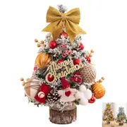 60cm Tabletop Artificial Christmas Tree with Hanging Ornaments Xmas Ball Desktop Decor for Home Dining Table-Orange