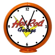 Hot Rod Car Garage, Orange Non-Lighted Gas Pump Globe Advertising Quartz Clock