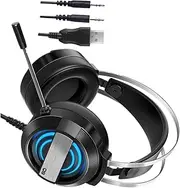 OSALADI Noise Isolation Gaming Headset 360° -Directional Microphone Comfortable Earmuffs for Pc and Console