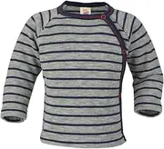 [Engel] Natural, Baby Wrap Jumper, Terry Clothing, 100% Organic Wool, Light Grey Melange/Navy, 86-92