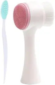 HAKIDZEL 2pcs Silicone Facial Cleaning Brush Set with Double Sided Nose Brush Blue Pink Compact and Durable Design for Thorough Skin Cleansing for Daily Use and Travel