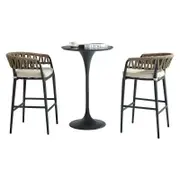 FurnitureOkay Vegas 3-Piece Rope Outdoor Bar Setting