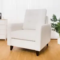 在飛比找momo購物網優惠-【BODEN】諾德白色貓抓布紋皮沙發單人椅/單人座
