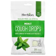 Herbion Naturals, Cough Drops, Sugar Free, Mint, 25 Individually Wrapped Drops