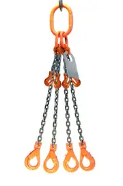 Chain Sling 3/8 x 6' Quad Leg Positive Locking Hooks Adjusters Grade 80