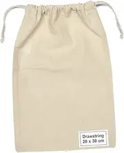 PREMIUM QUALITY CALICO DRAWSTRING BAG 20 x 30 cm NATURAL (SIZE 2) - PACK OF 50 PCS