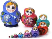 1 Set Wood Russian Nesting Dolls Matryoshka Dolls Babushka Hand Paint Bear Poupee Russe for Kids Gifts Crafted Doll Home Decor