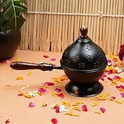 RK_ENTERPRISES Metal Incense Burner Loban Dani Dhoop Dani Aarti Metal Loban Dhoop Dani/Dhoop Dani Burner for Home Office Temple Puja(Round)