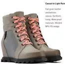 NIB Sorel Women's Wedge Lace Up Leather Boot In Quarry/Black, Size 10
