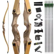 60" Takedown Recurve Bow 20-60lbs Limbs Wooden Archery American Hunting Target