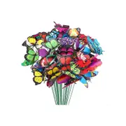 50Pcs Multicolor Artificial Butterflies On Metal Wire Plant Stake Stems For Outdoor Yard Decorations