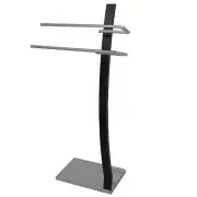 Silver Double Rail Towel Rack Stand Free Standing, Heavy Base, RRP $89