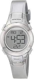 [Armitron] Sport Women's 45/7012SIL Digital Chronograph Silver-Tone Resin Strap Watch