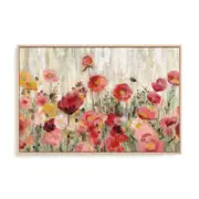 Artey | Sprinkled Flowers Crop - Framed Canvas - Natural Frame - 80 x 120cm