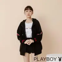 在飛比找momo購物網優惠-【PLAYBOY】羅紋LOGO潮流外套(黑色)