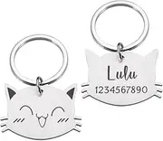 Custom Engraved Pet Id Tag Personalized Cat and Dog Id Tag Stainless Steel Pet Id Tag Anti-Lost Cat and Dog Tag Pet Collar Accessories,Silver,34x25mm