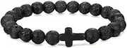 [Yocoyee] 8MM Ornament Tiger Eye Lava Volcanic Stone Beads Bracelets Turquoise Cross Elastic Stretch Bracelet Bangle for Women Men-