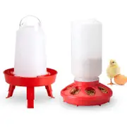 1L Chick Feeder and 1.5L Chicken Waterer Kit for Bird Aviary Drinker Waterer