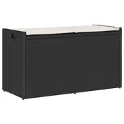 vidaXL Outdoor Storage Bench with Cushion Black 100 cm Poly Rattan