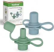 haakaa Multi-Functional Silicone Spout,Pouch Topper No Spill,Water Bottle Topper for Toddlers,100% Food Grade Silicone,2 Pack