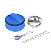 2Set 3 in1 Stainless Steel Tableware Set With Bag Travel Folding Camping Cutlery Bowl Picnic Portable Spoon Chopsticks Tools