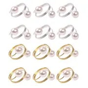 6 Pcs Metal Silver Napkin Holder For Table Decoration Napkin Elegant Pearl Theme