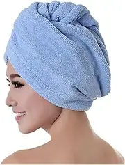 Hair Dry Cap Quick Drying Towel Bath Wrap Hat Magic Fast Drying Women Hair Washing Cleaning Towel Turban Bath Tool(Light Blue)
