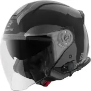 H586 BT Solid Black Bluetooth Jet Helmet
