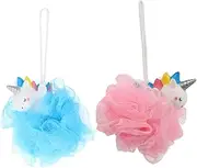 Ipetboom Bath Ball for Boys and Girls Unicorn Design Bubble Net Exfoliating Mesh Strong for Shower Random