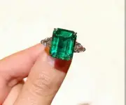 2.15 Ct Radiant Natural Emerald Diamond Engagement Ring 14K solid Yellow gold