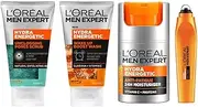 L'Oréal Paris Men Expert, Hydra Energetic Skincare For Men, For Dry and Tired Skin, With Vitamin C, Routine Bundle - Face Scrub 100ml, Face Wash 100ml & Face Moisturiser 50ml & Eye-Roll On 10ml