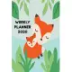 Weekly Planner 2020: Cute baby Fox Foxes Homework Book Notepad Notebook Composition and Journal Gratitude Dot Diary