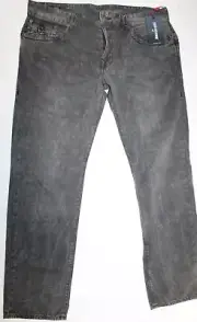 NWT True Religion Mens Size 40 Geno w Flap Relaxed Slim Washed Black Jeans New