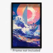 Art Poster - Sharp Sea (Psychedelic Trippy Weird 11x17 Cartoon Print)