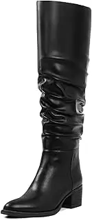 [Shoe'N Tale] Women's Over The Knee Thigh High Boots Chunky Block Heel Pointed Toe Slouchy Side Zipper Fall Weather Winter Boots