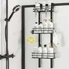 Shower Caddy Shelf over Door with 4 Hooks Rustproof Bathroom Kitchen Storage Bas